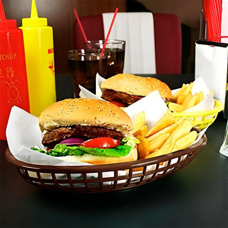 Canasta Plastica Ovalada para Comida Rapida de 9.5 x 6 Pulgadas, Color Cafe THUNDER PLBK938B