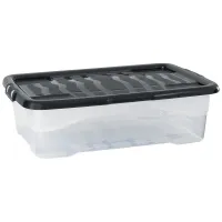Caja Translucida para Almacenamiento de Multiusos de 30 Litros STRATA XW201-CLR/BLK-EX