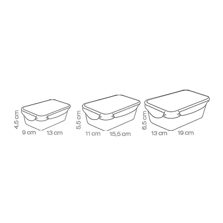 Contenedor Rectangular de Polipropileno, Set 3 Unidades de 0.2, 0.4 y 1.0 Litros TESCOMA 892090