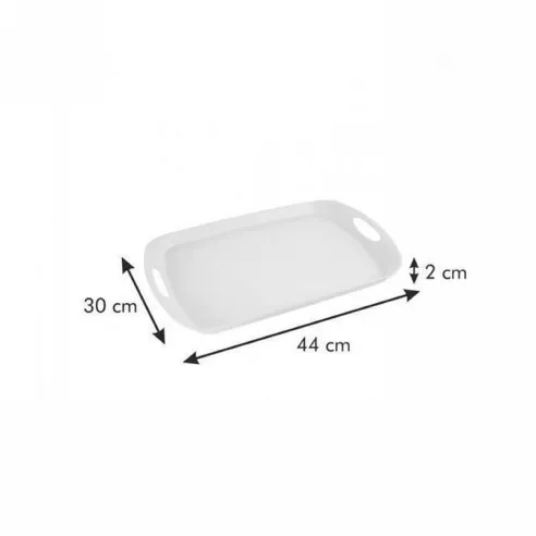 Azafate de Plastico de 44 x 30 Centimetros, Diseno de Rayas Blancas con Celeste TESCOMA 662632