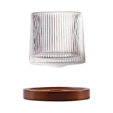 Vaso Whiskero Labrado con Base de Madera de 270 Mililitros VETRO DHD-036