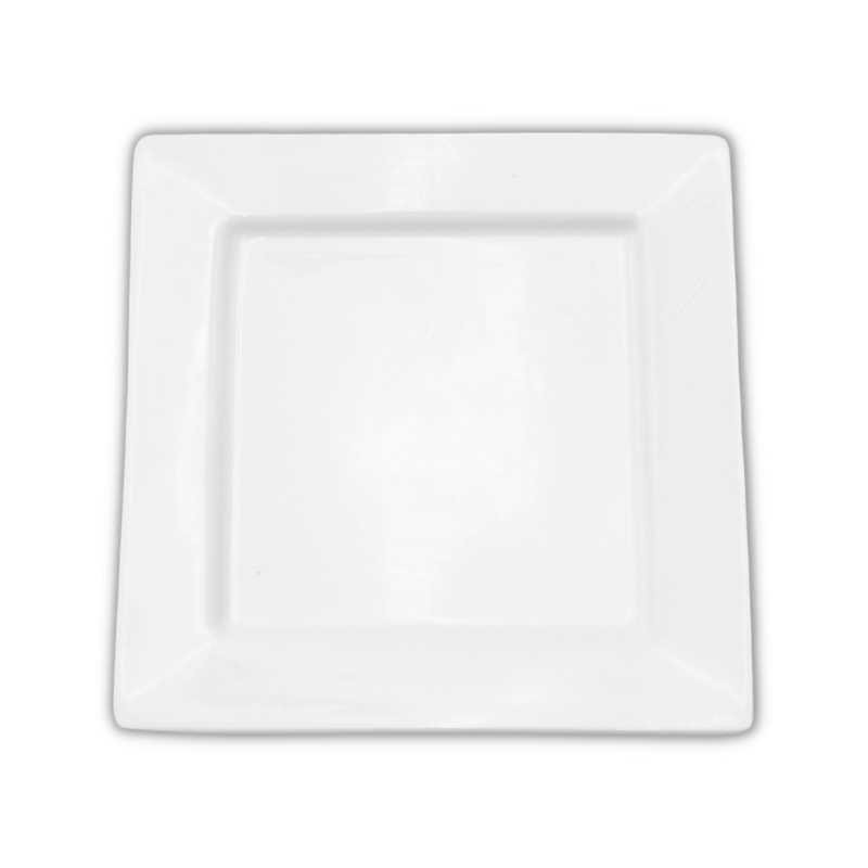 Plato Cuadrado de Ceramica de Borde Ancho de 22 Centimetros TIPS CT809