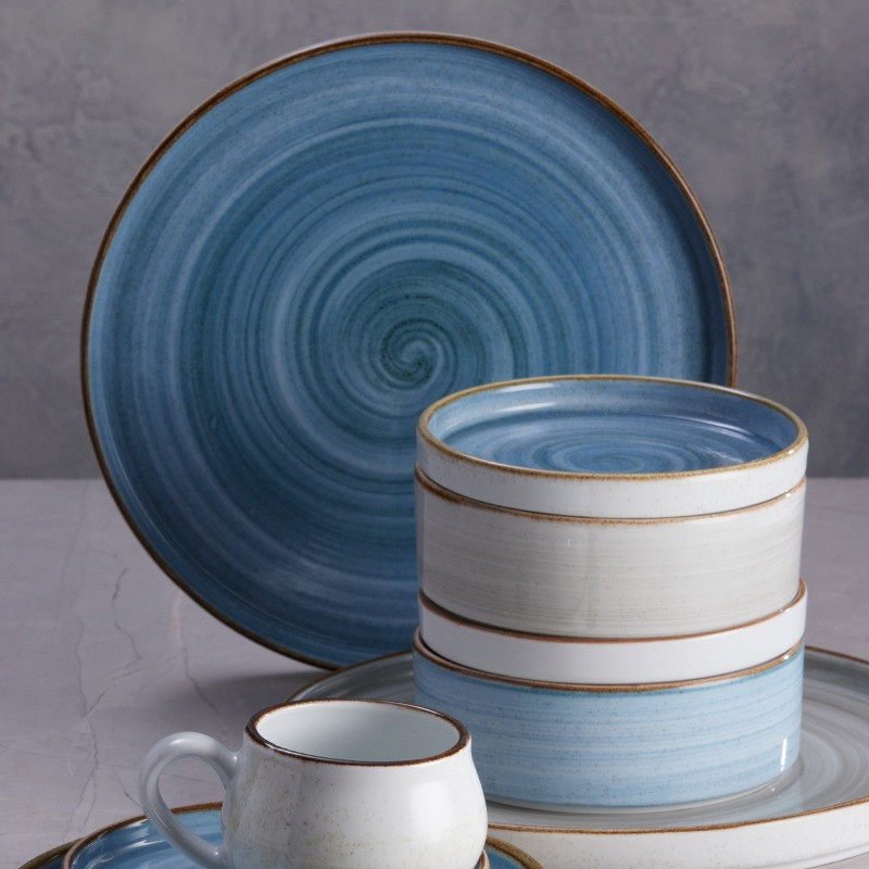 Plato Artisan estilo rustico moderno azul espiral 15.7 cm CORONA PA1604991512