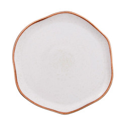 Plato ancestral Artisan Beige borde dorado diseno sofisticado 29.5 cm CORONA PA1605892912