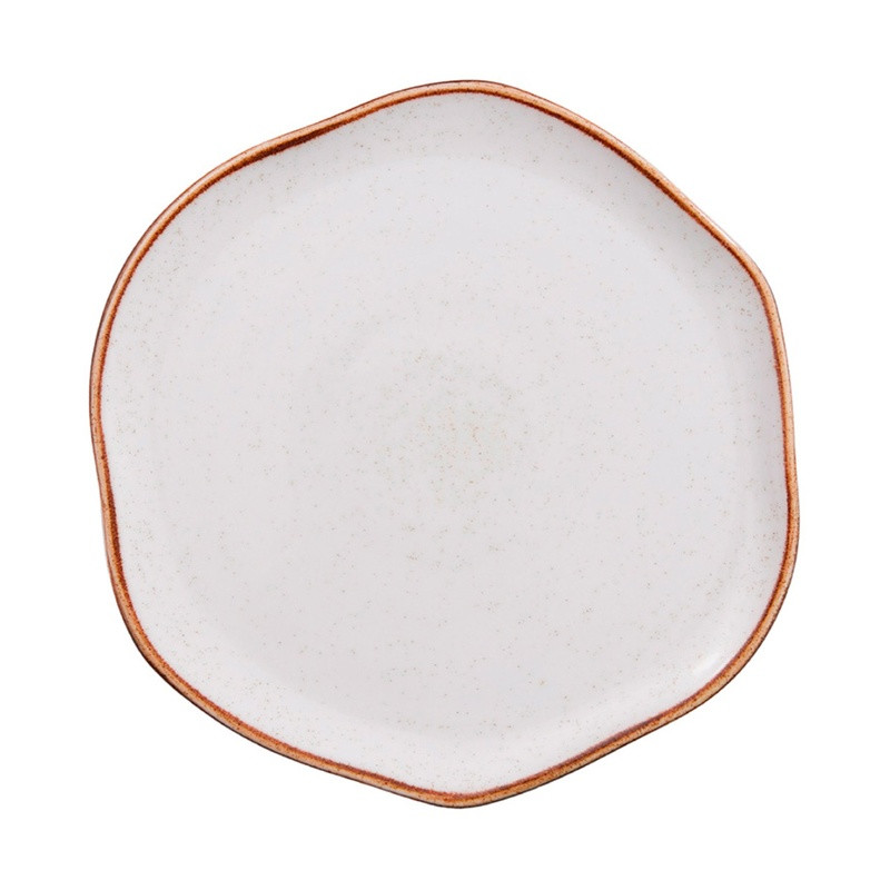 Plato ancestral Artisan Beige borde dorado diseno sofisticado 21.7 cm CORONA PA1605892012
