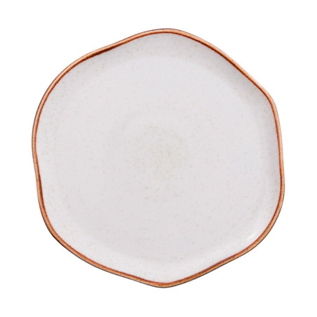 Plato ancestral Artisan Beige borde dorado diseno sofisticado 21.7 cm CORONA PA1605892012