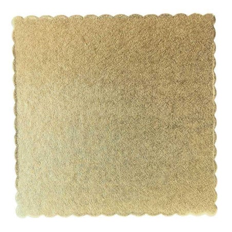 Base de Carton Cuadrado Ondulado de 20 Centimetros de Color Dorado, Paquete de 5 Unidades TIPS DGD040G