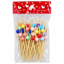 Pincho de Bambu de Bola de Colores Surtidos de 9 Centimetros, Paquete de 50 Unidades TIPS ARK25-33