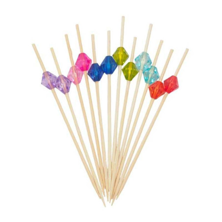 Pincho de Bambu de Diamante de Colores Surtidos de 9 Centimetros, Paquete de 50 Unidades TIPS ARK25-51
