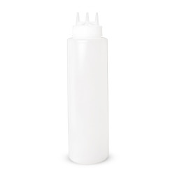 Botella para Salsas de Boquilla Triple de Plastico de 32 Onzas Blanco MASTER CHEF BS32TB