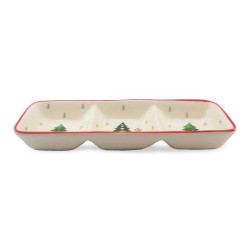 Plato Triple Navideno Rectangular de Ceramica 34.5 Centimetros TIPS 24B12-13