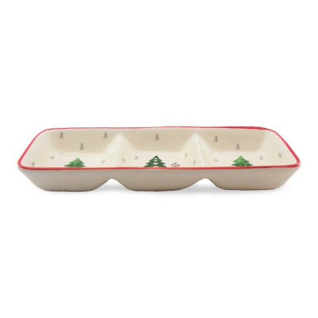 Plato Triple Navideno Rectangular de Ceramica 34.5 Centimetros TIPS 24B12-13