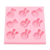 Molde de Silicon para Fondant Diseno de Cara de Conejos, 9 Cavidades MASTER CHEF 0760243