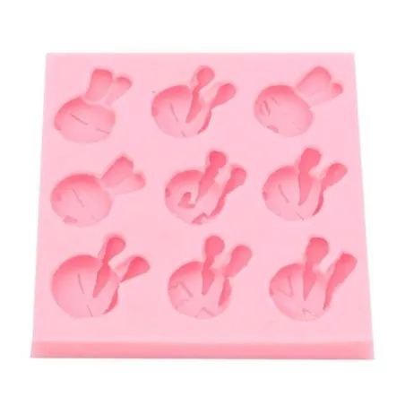 Molde de Silicon para Fondant Diseno de Cara de Conejos, 9 Cavidades MASTER CHEF 0760243