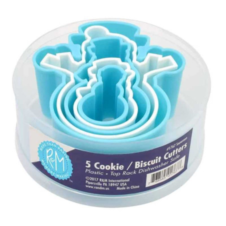 Cortador para Galletas Plastico de Muneco de Nieve, Set de 5 Unidades R Y M 1767