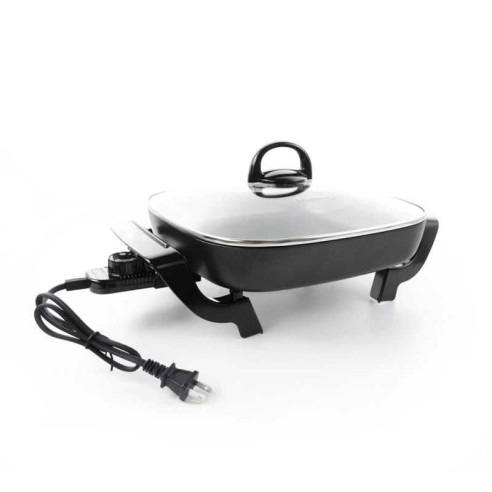 Sarten Electrico Antiadherente con Tapa de Vidrio de 12 Pulgadas de 1200W PREMIUM PES1209