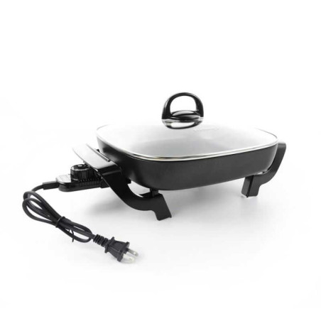 Sarten Electrico Antiadherente con Tapa de Vidrio de 12 Pulgadas de 1200W PREMIUM PES1209