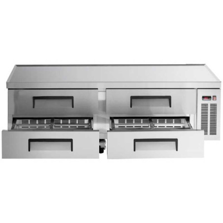 Base Refrigerada 4 Gavetas de Acero Inoxidable 184 Centimetros U-STAR CB72-HC