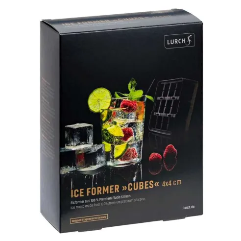Bandeja de Hielo en Forma de Cubo de Silicon de Color Negro de 12 Cavidades de 4 Centimetros LURCH 00240710